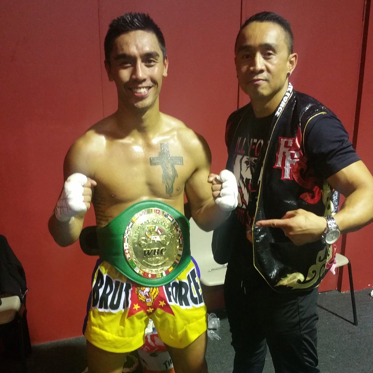 BadatoReinhardt's tweet photo. And the new... #wbcchampion #ffg #fullforce #fullforcegym #fighters https://t.co/mnKZwQwPEI