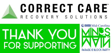 NAMIMidCarolina's tweet photo. Thank you #CorrectCareSoL for your donation to #MindsonMain! We'll see you tomorrow morning! #MHM2016 #EndTheStigma https://t.co/1hPSGf5q3O