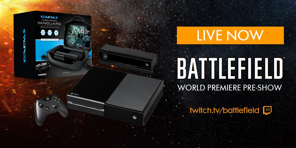 Talking BF2 on the #Battlefield World Premiere Pre-Show. Want to win a Xbox One and GAEMS Vanguard? RT now!