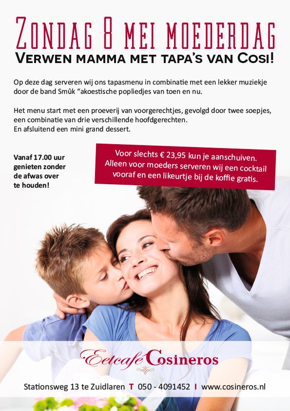 Moederdag bij cosi. live muziek. verras je moeder met een leuke avond.