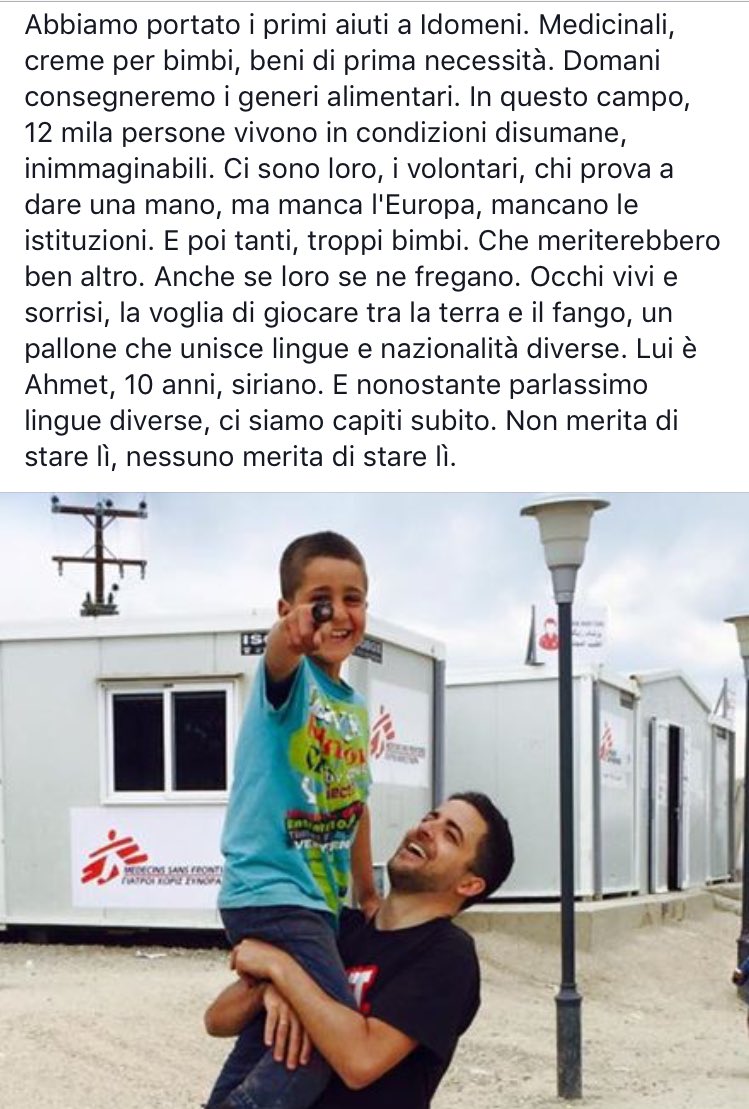 Nessun bambino, nessuno merita di stare lì. #Idomeni
