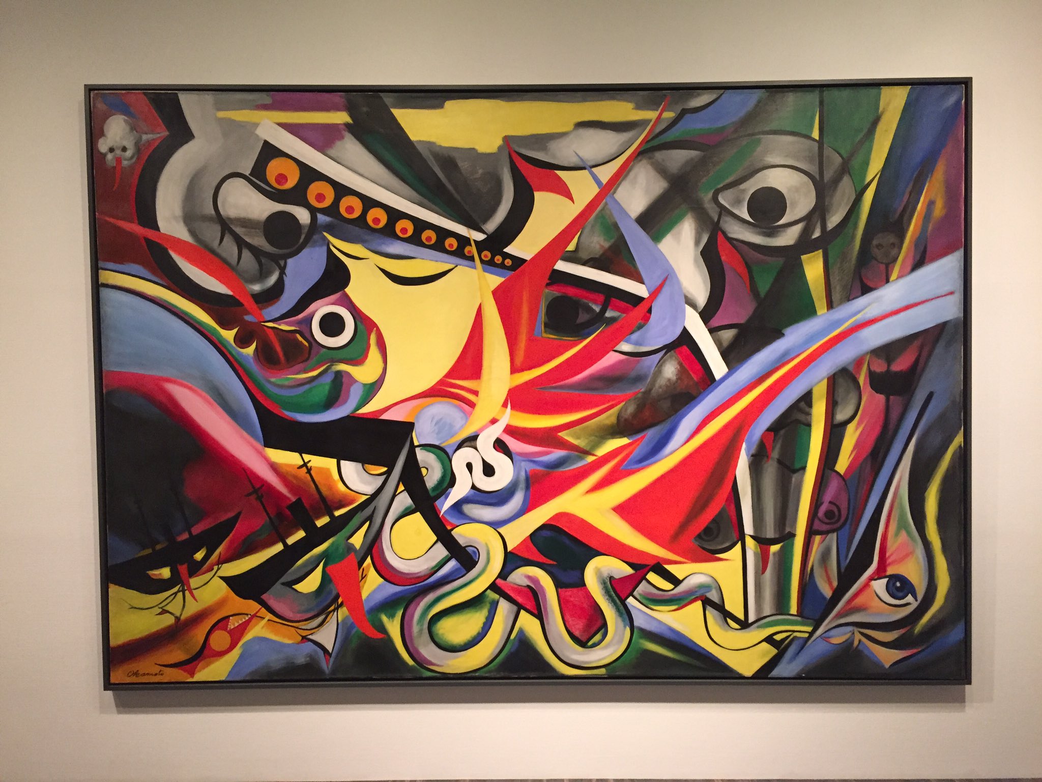 茶苦 岡本太郎 コントルポアン 燃える人 夜明け 遊び あと 反世界 も 近美所蔵の太郎作品全展示だそうです 作品が大きいため 一室がほぼ太郎作品で 大迫力でした 岡本太郎 東京国立近代美術館