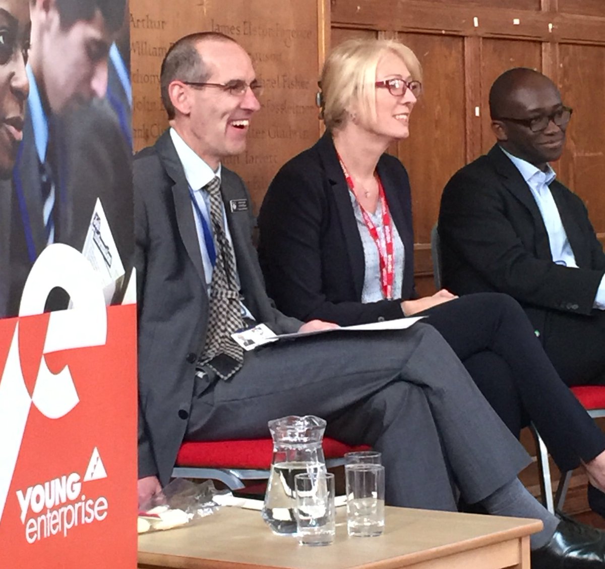MagsAmbrose's tweet photo. Minister for Childcare+Education @SamGyimah on panel quizzing students for #TennerChallenge run by @youngenterprise https://t.co/ufF6ho7JcL