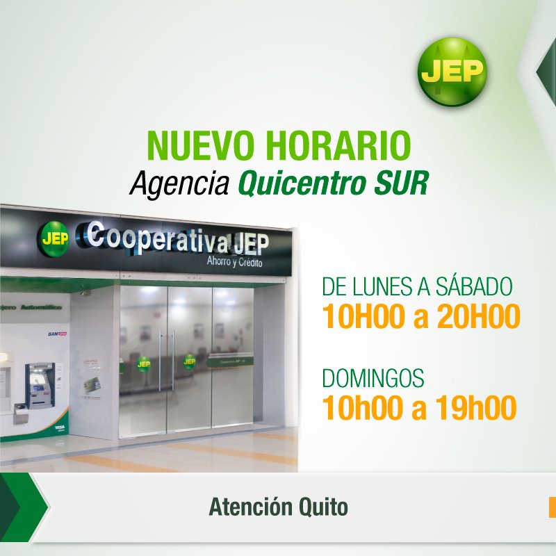 Cooperativa Jep Pa Twitter Atencion Quito Nuevo Horario De