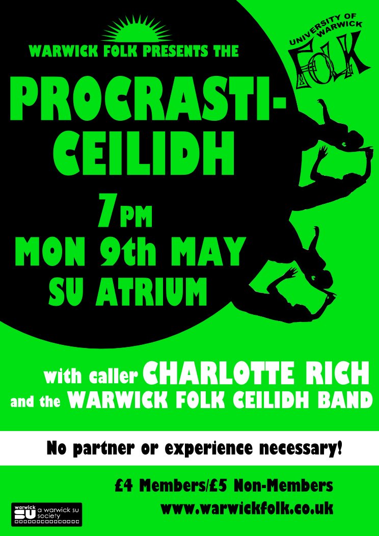 Why revise when there is dancing? Warwick Folk's first ceilidh this term with dances from @CharlotteSRich Monday 7pm