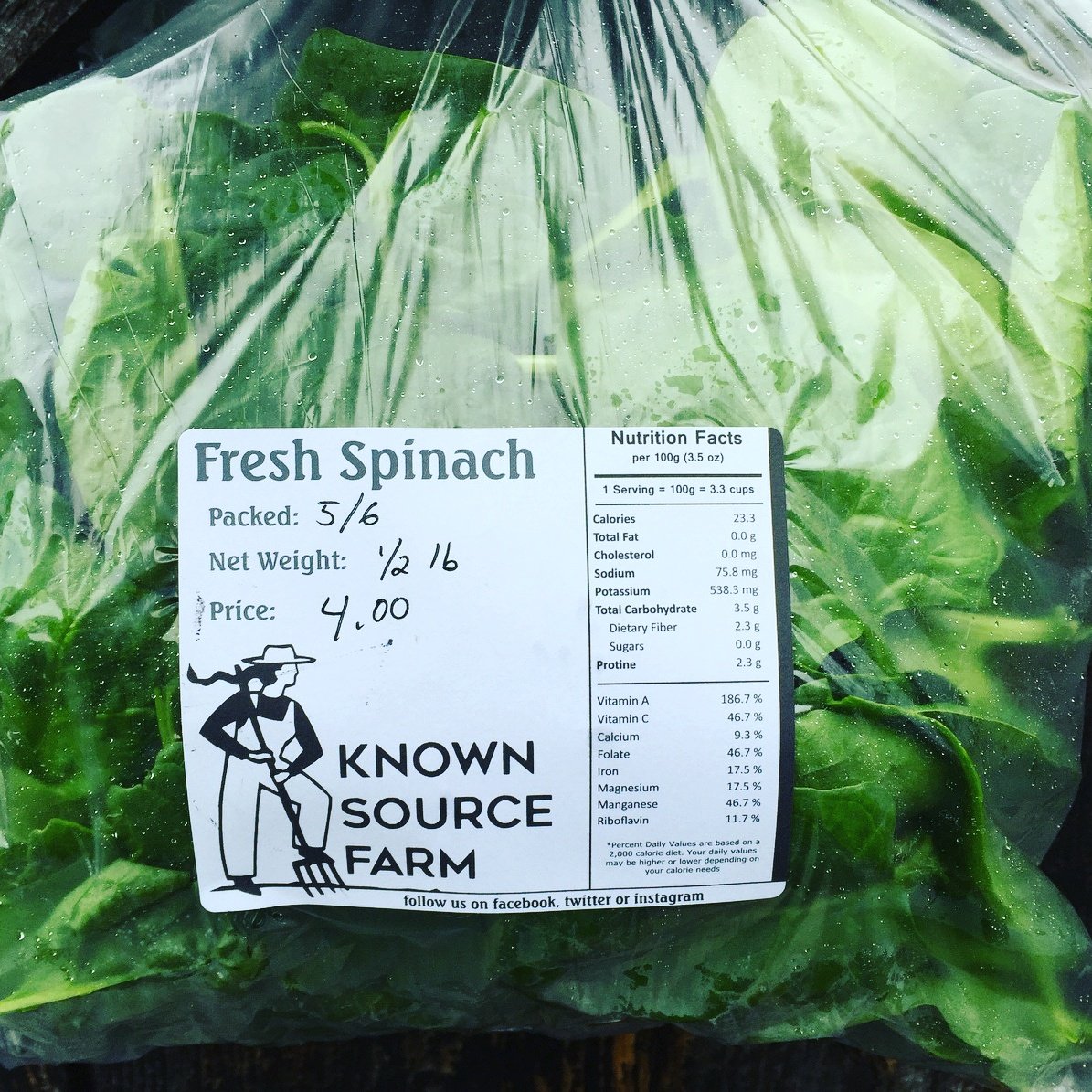 KnownSourceFarm's tweet image. Fresh spinach harvested this morning and for sale at W.H. Buckley in Ballston Lake on Rt. 50 #bspa2016 #green