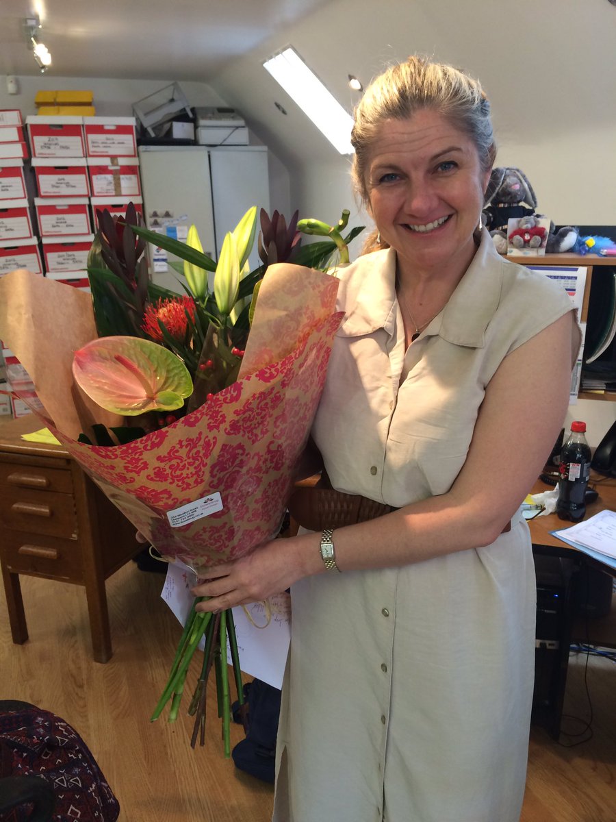 Fitwell_LTD's tweet photo. Here's our lovely MD Inga with her gorgeous @FlowerbugLpool bouquet #HappyBirthday #HappyFriday https://t.co/nWdZbGKevt