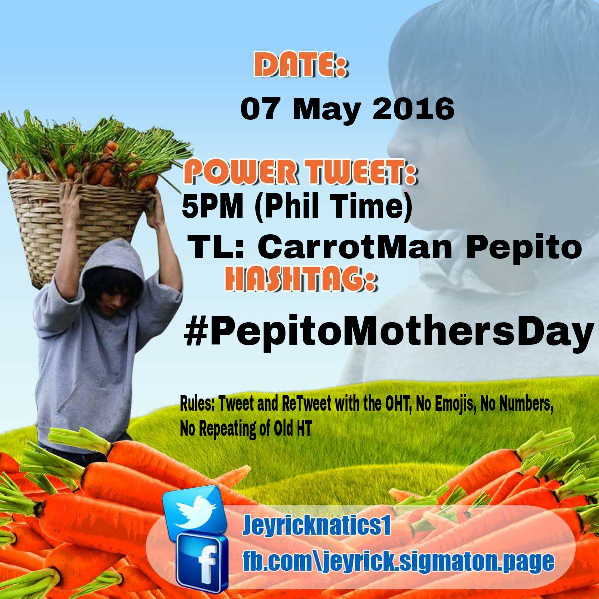 Jeyricknatics1's tweet photo. Pls. Watch @PepitoManaloto7 at six PM @gmanetwork
Our OHT and TL today!

CarrotMan Pepito
#PepitoMothersDay https://t.co/8fkZET6PV0