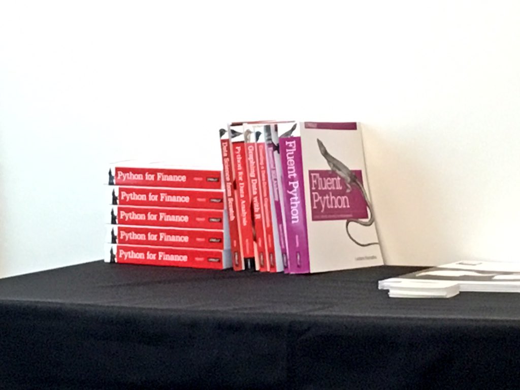 dyjh's tweet image. Thanks to @OReillyMedia for sponsoring #PythonQuantsConf in #NewYork today. #Python #Finance @CQFInstitute