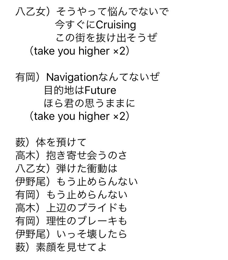 Hey Say Jump 歌詞 パート割 Speed It Up 歌詞 パート割