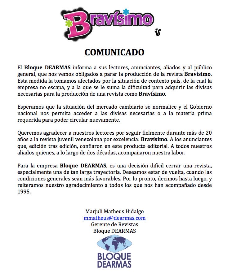 Revista Bravísimo tweet media