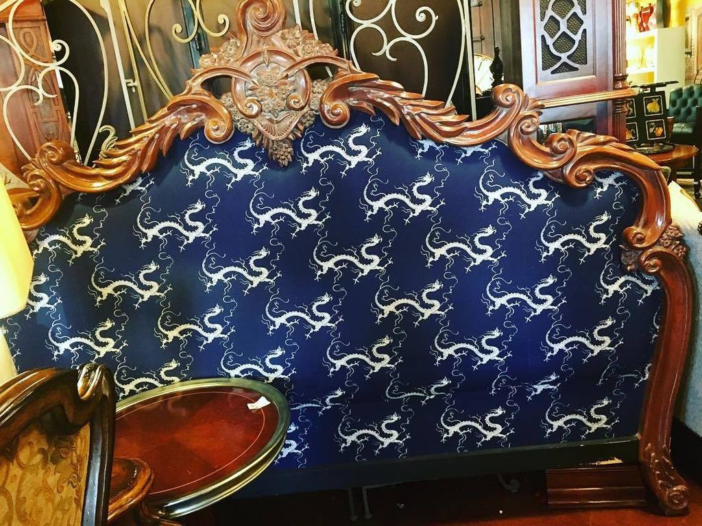 KissItGoodBuy's tweet photo. Chinoiserie headboard by Terrance Sweeny! Dragons! #original #headboard #chinoiserie #shopdfw #local https://t.co/MxVMh028jL