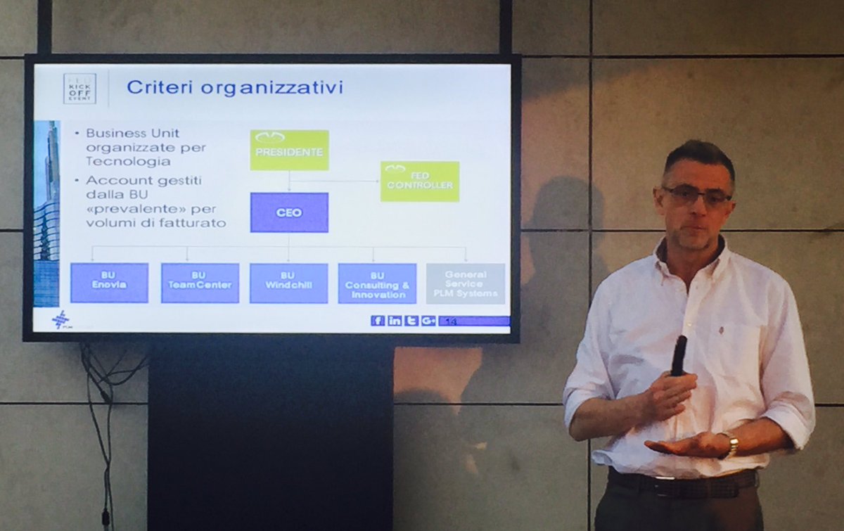 Alberto Codrino CEO <a href="/PLMSYSTEMS/">PLM SYSTEMS</a> presenta la nuova organizzazione in BU varata x gestire LA CRESCITA con @AlteaSpA