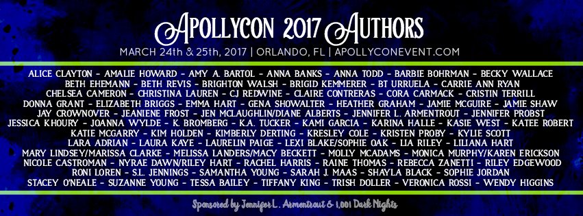 StuckInBooks's tweet photo. Check out the registration info for #apollycon2017 & the MASSIVE #AuthorList& #Giveaway https://t.co/QhRA85nKdM https://t.co/u5BsoRRb0R