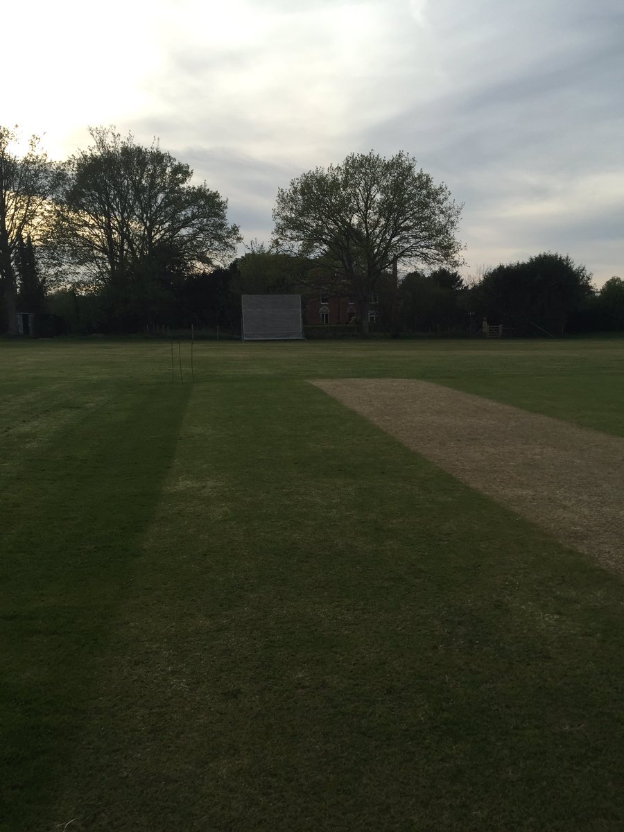 Liss_C_C's tweet photo. Sight screens up. Wicket all prepared for the first home game of the season for the 2s https://t.co/VBkQqFeZJL