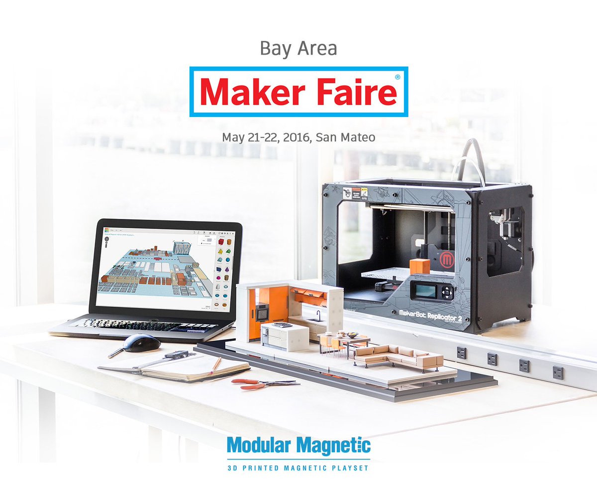 ModularMagnetic's tweet photo. Come see #ModularMagnetic at @Tinkercad's booth May 21-22 @makerfaire! Thanks to @sarahoking76 for making it happen! https://t.co/AK1buYVbe2