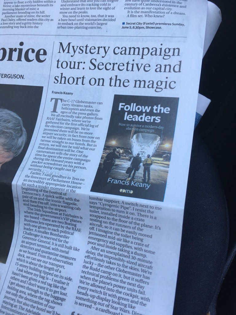 FJKeany's tweet image. There’s an extract of #followtheleaders in today’s Canberra Times! @editia