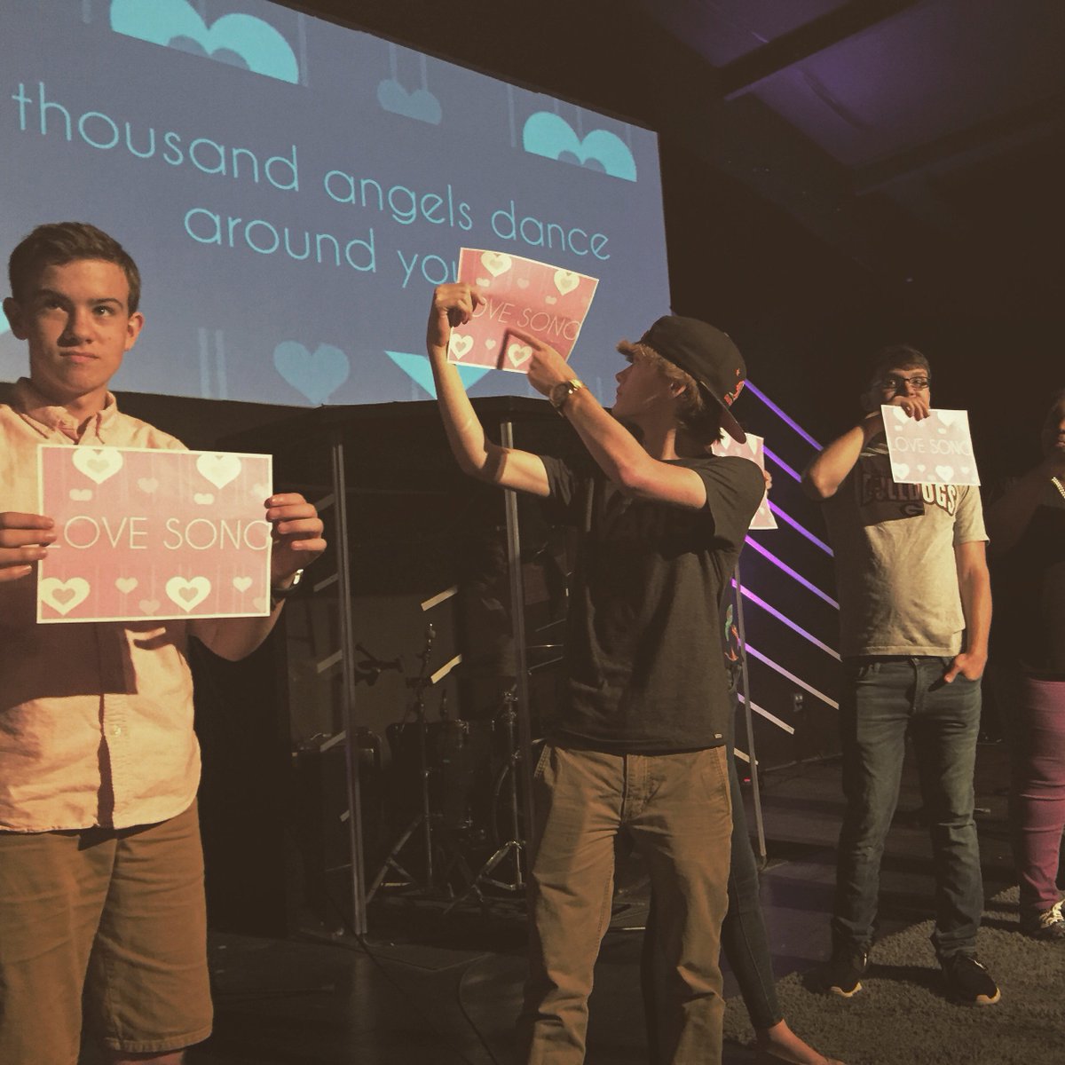 ElementTNC's tweet photo. When you don’t know if it’s a #Bibleverse or a #lovesong  Gotta love these crazy silly games! #jwars #elementtnc https://t.co/r5mqz409fh
