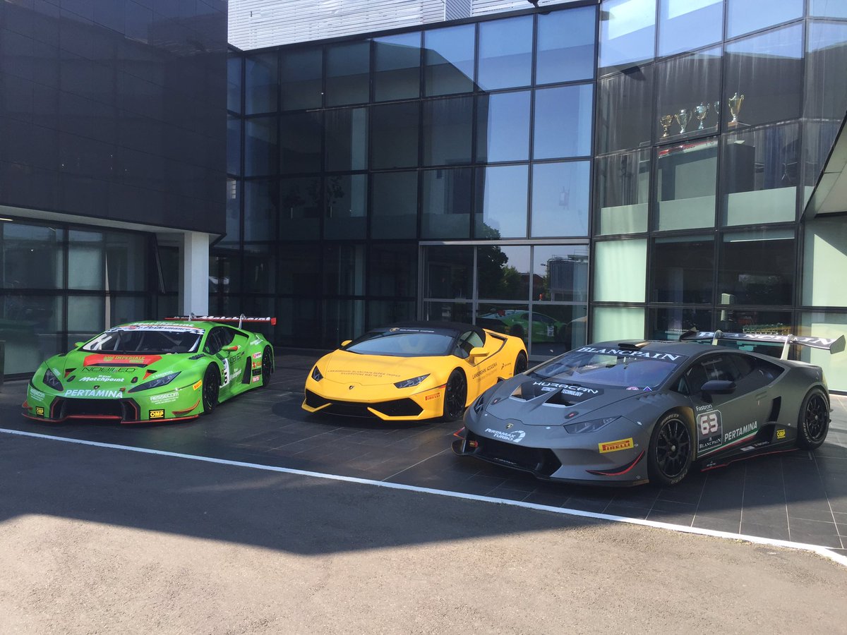 LamborghiniSC's tweet photo. Today on display at @Lamborghini headquarter: #Huracan GT3 Huracan #supertrofeo #huracan Spyder #lamboaccademia https://t.co/zCIlcjohDO