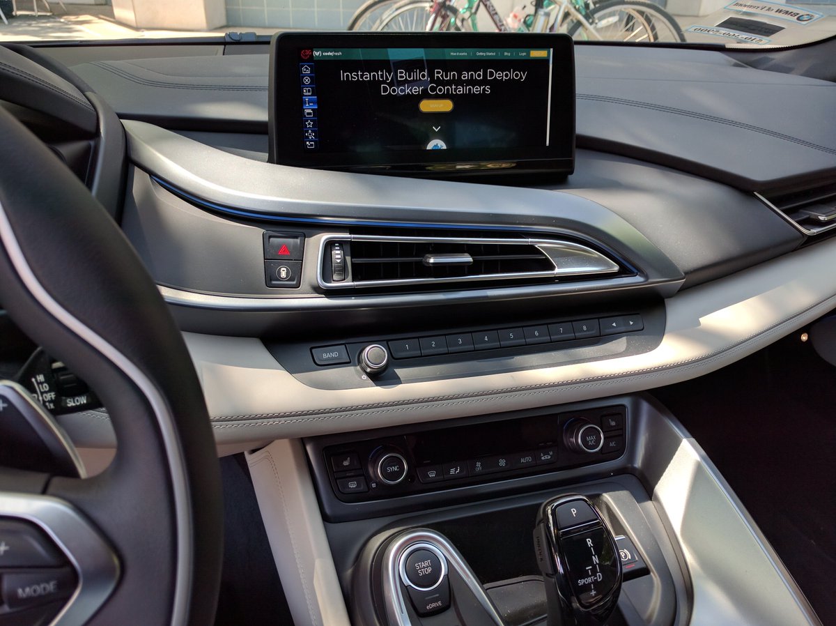 domthewop's tweet photo. Using @codefresh to spin up my @docker containers inside of my BMW i8. #Docker on the go! https://t.co/H282k4PYVU