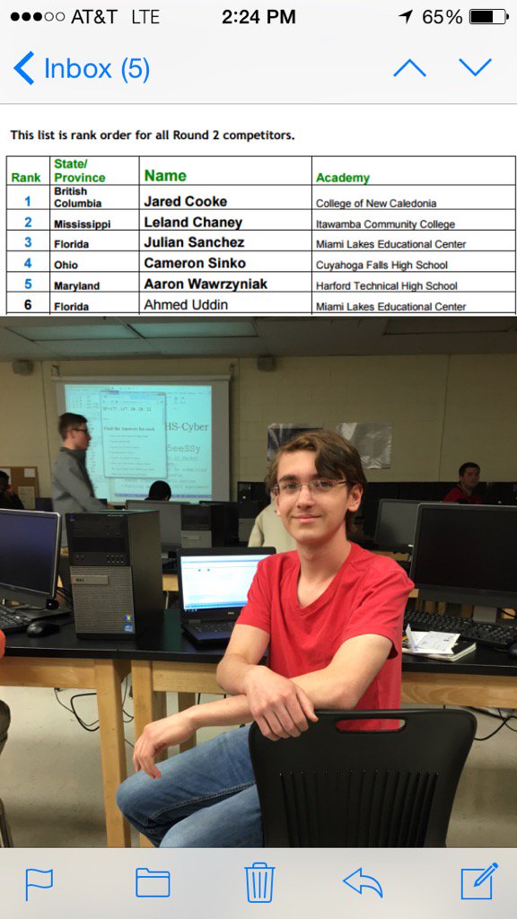 Hagan_Principal's tweet photo. Aaron Wawrzyniak, Junior,5thplace Netriders, NorthAmerican competition on CISCO. #TechCYBER #TechYeah! #AaronRULES! https://t.co/2ZO1pAcDXP