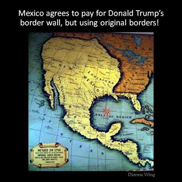 Image result for mexican wall with original mexico border