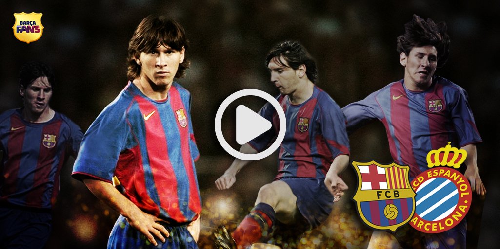 FCBarcelona's tweet photo. This is what happened when Messi faced Espanyol for the first time. Don't miss it! https://t.co/TypyvqDYQz https://t.co/QM2QrEC49I