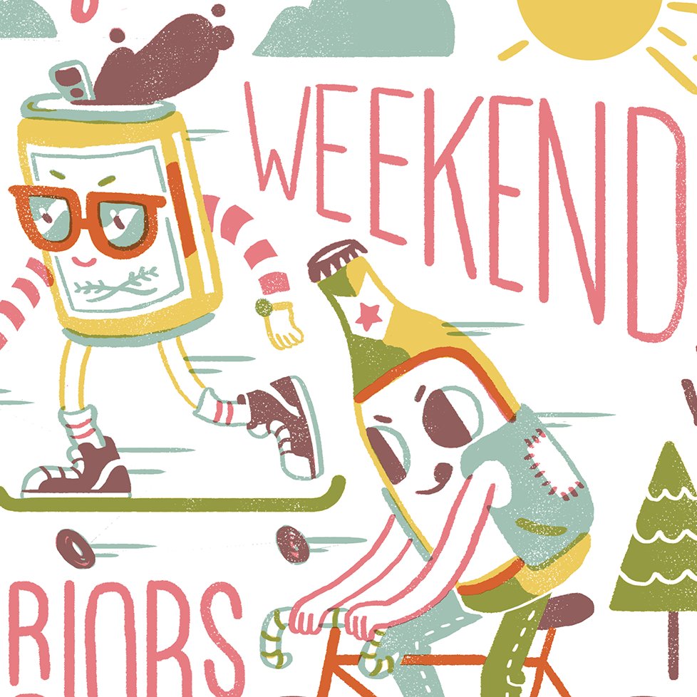 rymakes's tweet image. Quick preview of my piece for @PostersAndPints show in june!  Beer and summer in the city never looked so good 🍻 🚲 ✨