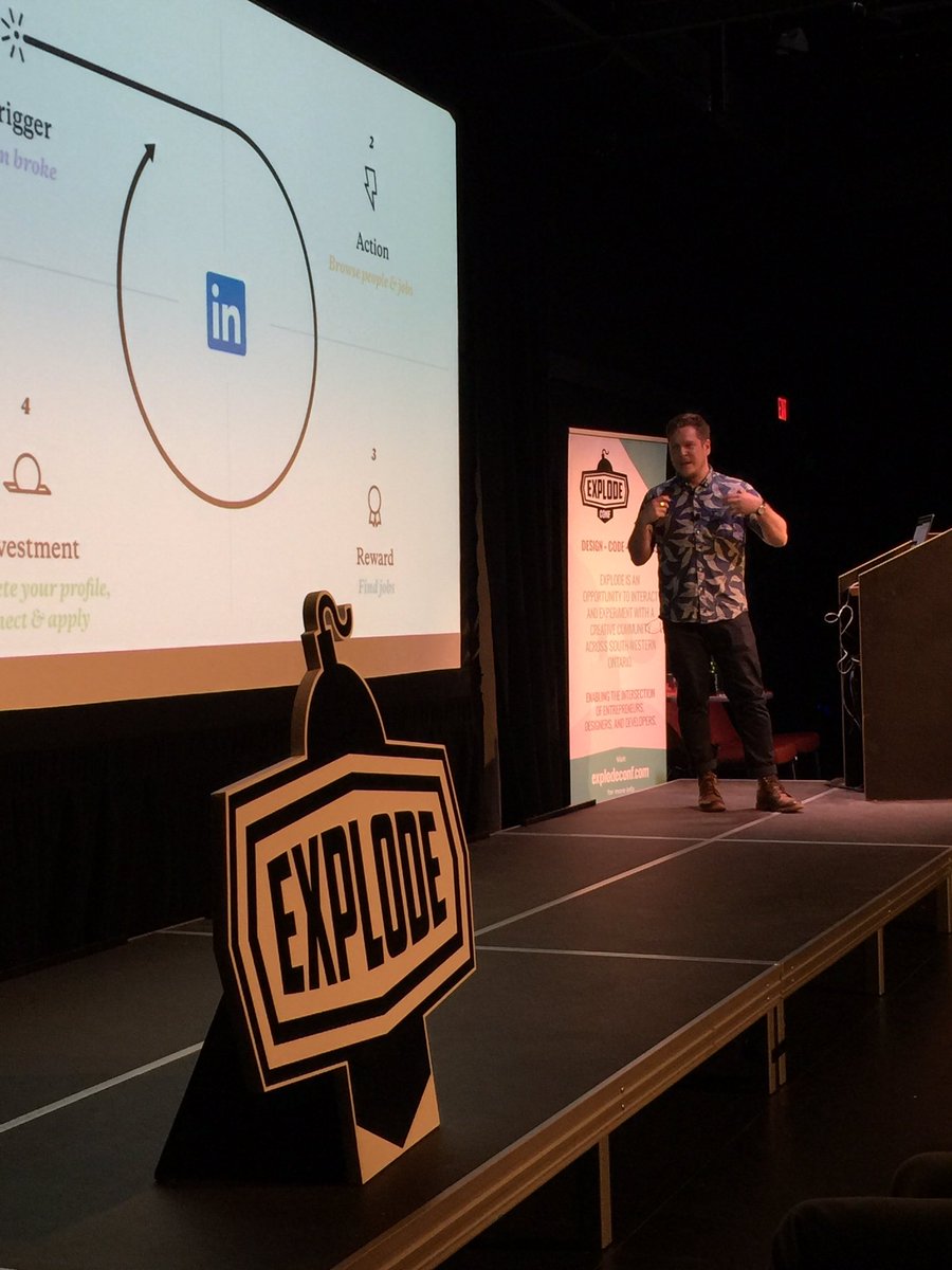 michiegiroux's tweet photo. #ExplodeConf16 closing speaker @LiamThurston is exploding on stage!Amazing end 2 days of awesome @FanshaweCollege https://t.co/mPY7Ufanh7
