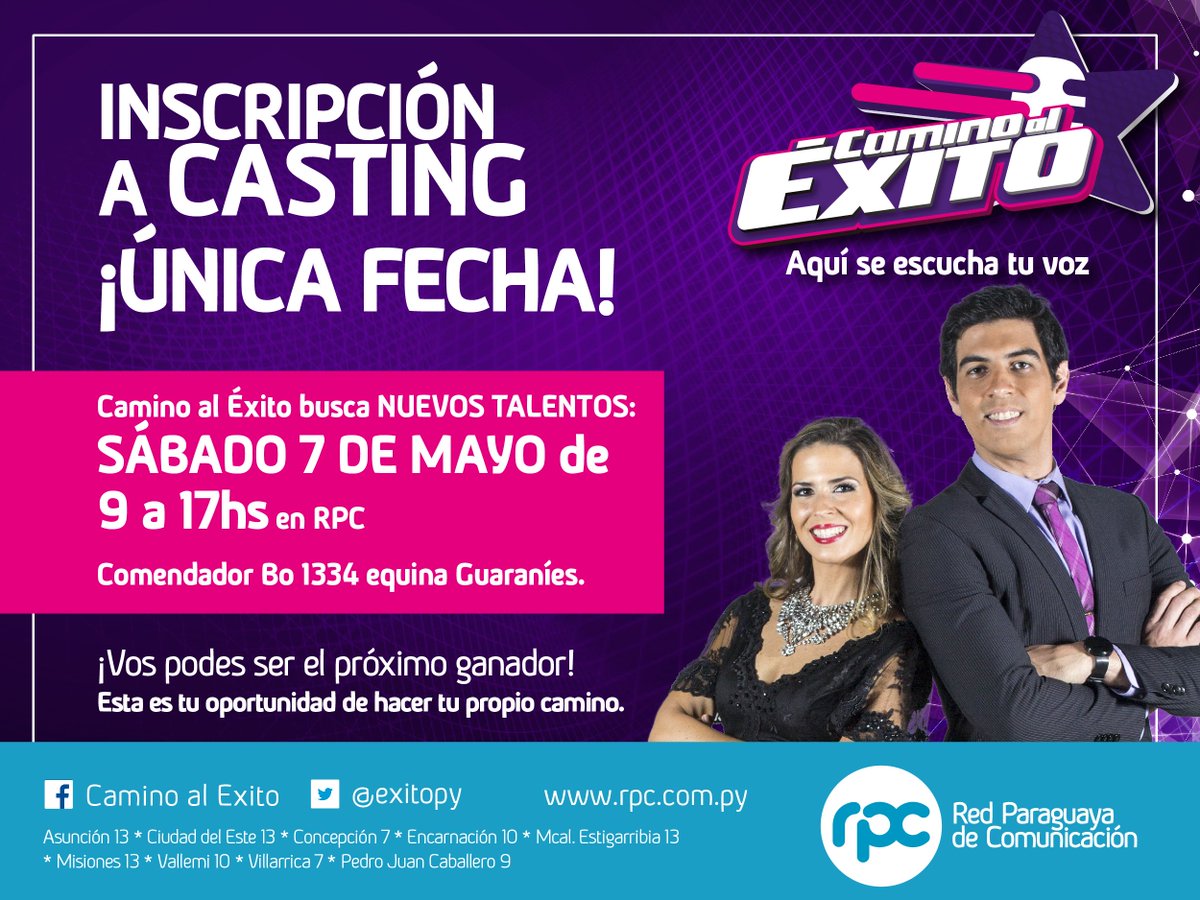 trecepy's tweet photo. ATENCIÓN 📣
Mañana es la inscripción al Casting de #CaminoAlExito 🎤 🎶 
¡ÚNICA FECHA!
⌚️ De 9 a 17 hs
➡ En RPC 🎉 https://t.co/1qfLN5TrOu
