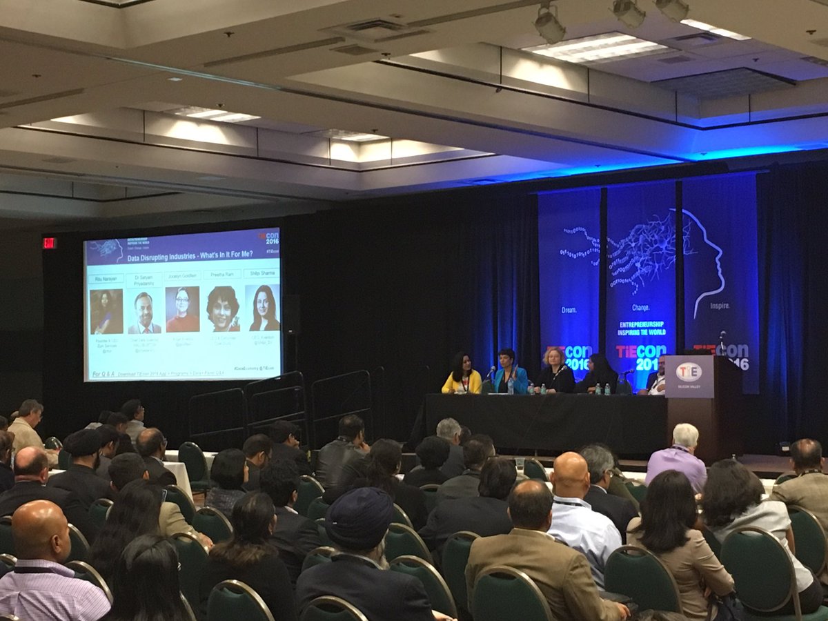 ashwinram's tweet image. #TiEcon 80% women on Data Disruption panel representing five industries 👍🏻👍🏻👍🏻 cc @TiEcon @PreethaRam @OpenStudy