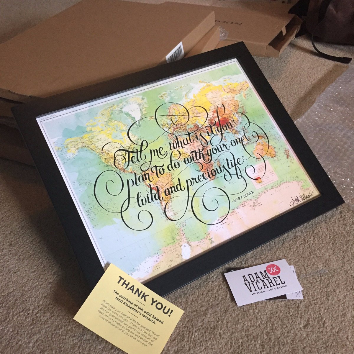 Mary Oliver quote on world map—$5 from every print donated to <a href="/alzassociation/">Alzheimer's Association</a>
adamvicarel.bigcartel.com/product/tell-m… <a href="/MaOlPoetry/">Mary Oliver Poetry</a>