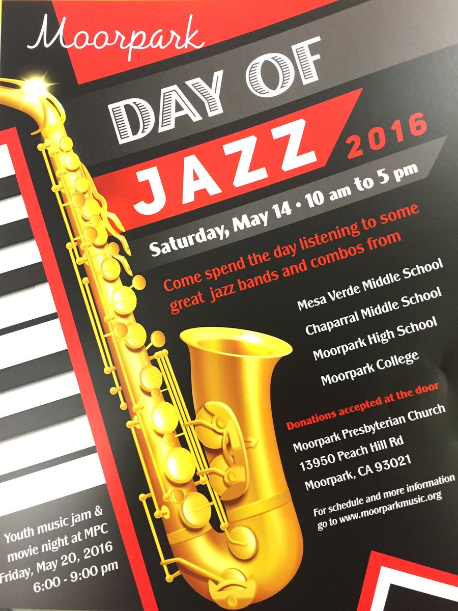 MPinstrumental's tweet photo. Come to Moorpark Day of Jazz tomorrow at the Presbyterian Church to hear the MP School District's jazz groups jam!🎶 https://t.co/oh2vGIWSoh