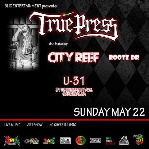 CITYREEFMUSIC's tweet photo. Looking forward to our next gig at @u31sandiego with @truepressmusic and Rootz Dr #NorthPark #IrieSunday #SD #vibes https://t.co/i8o8mjn24Z