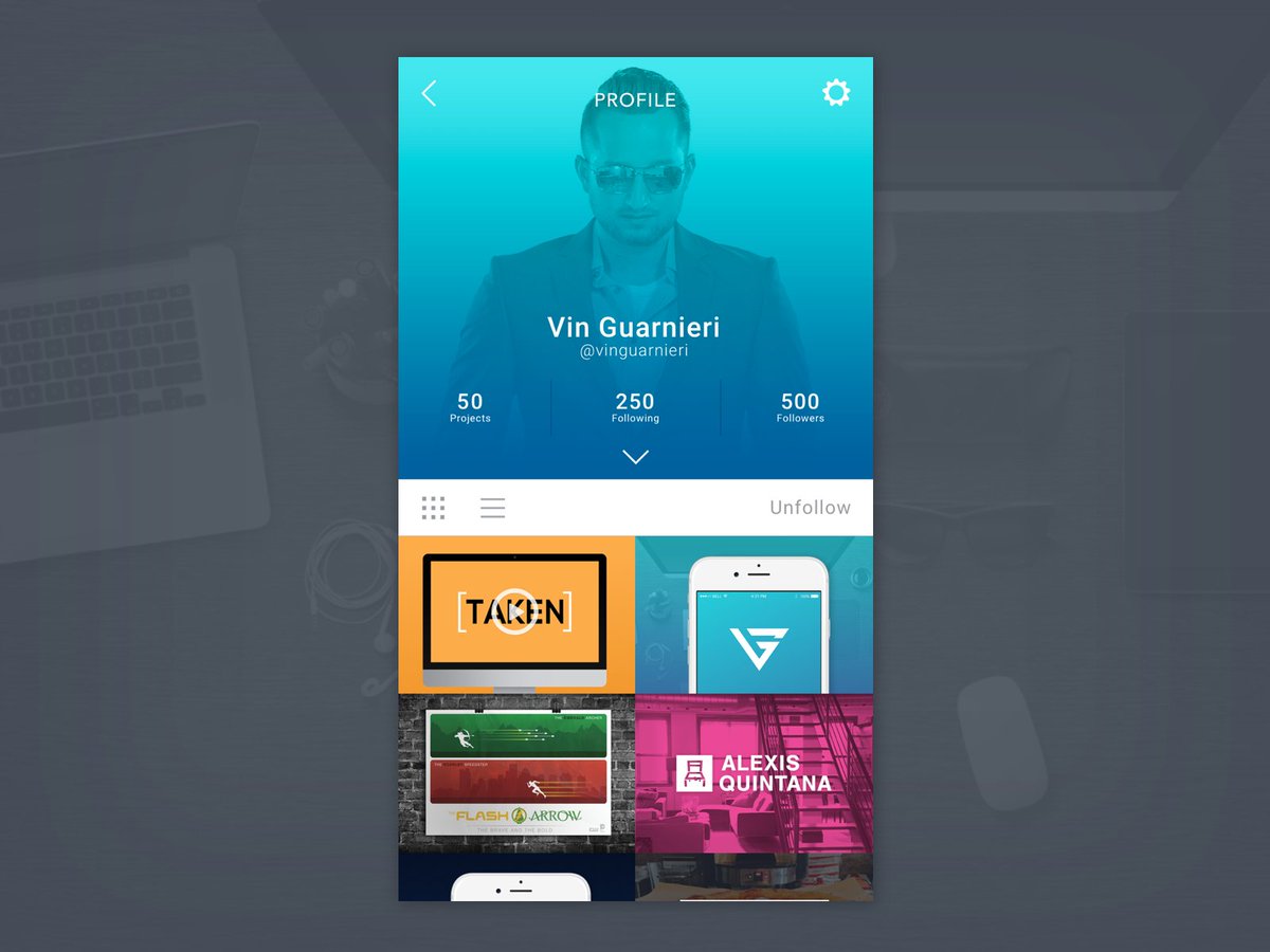 VinnyGDesign's tweet photo. Daily UI 006 - Profile Screen! #dailyui #day006 #100daysofui #profilescreen https://t.co/Nlmiikh5Of