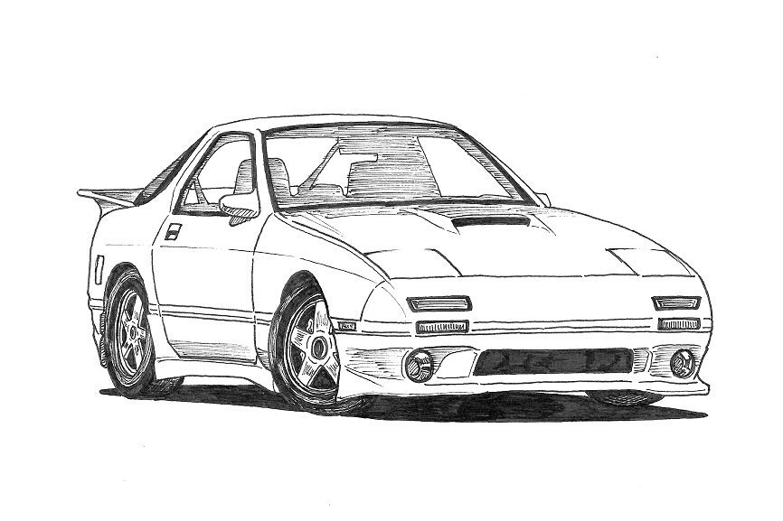 Yuh Rx 7 Fc3s 記念すべき最初のイラストです 赤城の白い彗星感 出てるかな 車イラスト