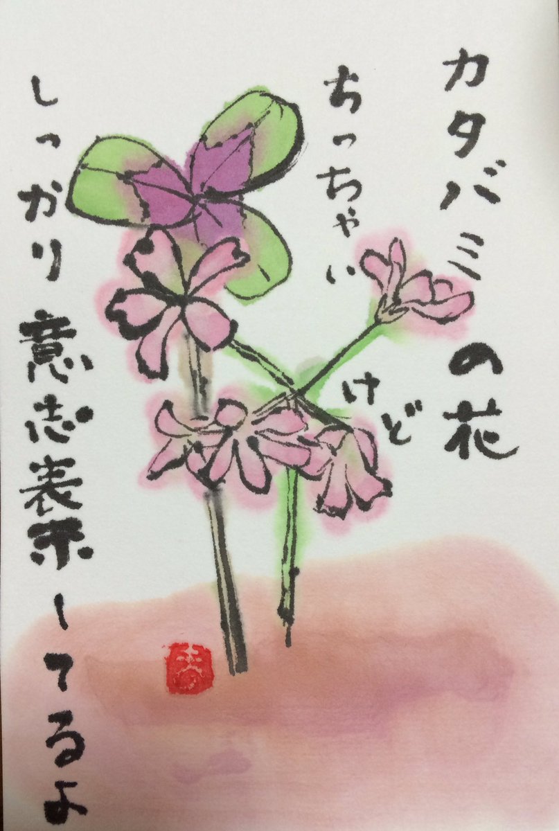 カタバミの花 ちいちゃいけどしっかり意思表示してるよ 絵手紙 交流ひろば てがみ倶楽部絵手紙 交流ひろば てがみ倶楽部