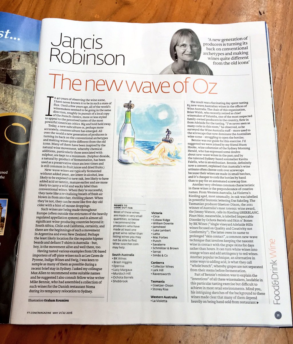 Jarryd (@mralbarino) on Twitter photo Great to see <a href="/JancisRobinson/">Jancis Robinson</a> triumphing the new wave of @Wine_Australia in today's <a href="/FT/">Financial Times</a> Great to see <a href="/JancisRobinson/">Jancis Robinson</a> triumphing the new wave of @Wine_Australia in today's <a href="/FT/">Financial Times</a>