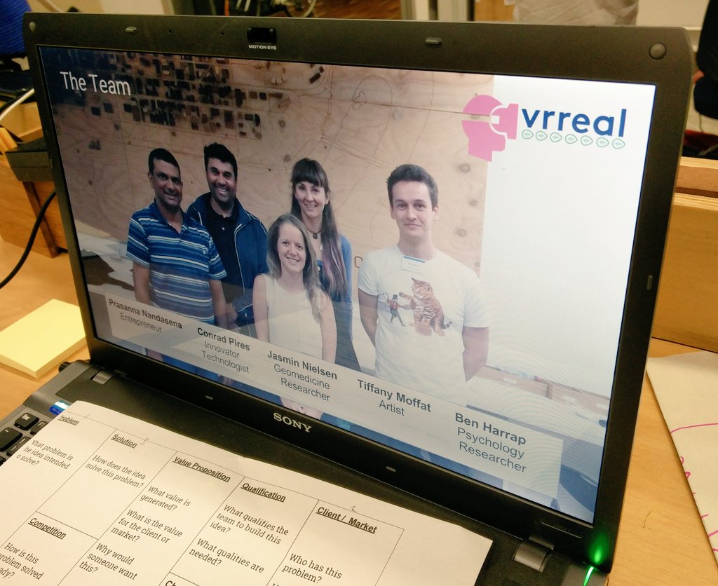 conradpires's tweet photo. #VRreal team #mentalhealth #VirtualReality #Mindhack2016 @space3ed #MeetingForMinds @ScitechWA @uber @tweetperth https://t.co/htjyrDF2k9