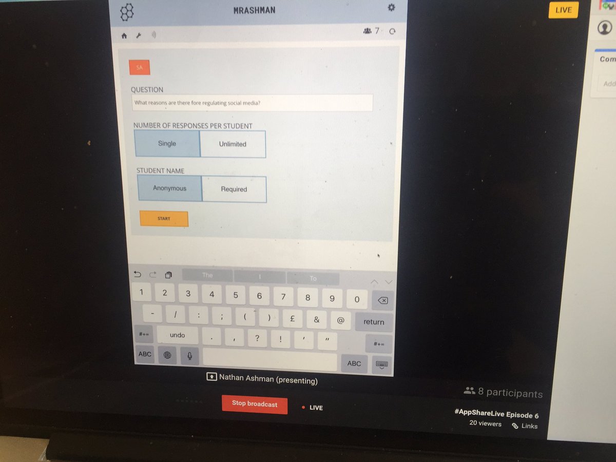 ICTEvangelist's tweet photo. @Nathanashman now sharing best practice in use of Socrative #hiddenlearners on #AppShareLive https://t.co/gIeryuQbgn
