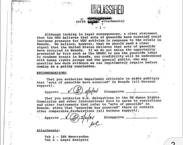 KwibukaRwanda's tweet image. Today in 1994: The US Government acknowledges that they are "acts of Genocide" in #Rwanda #Kwibuka22