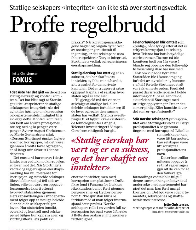 Er det så nødvendig å undersøke om regjeringen følger stortingsvedtaket mot korrupsjon så lenge pengene renner inn?
