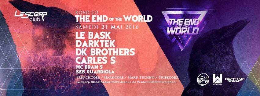 DKBrothers's tweet photo. Tonight play in #France #Roadtotheendoftheworld at #Lescorp club with @LeBask @HysterikDarktek @CarlesSReaktor https://t.co/rG68W4sJCo