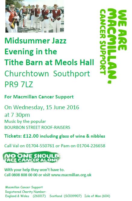 Midsummer Jazz with Macmillan Weds 15 June #southport #macmillan #charity #Jazz