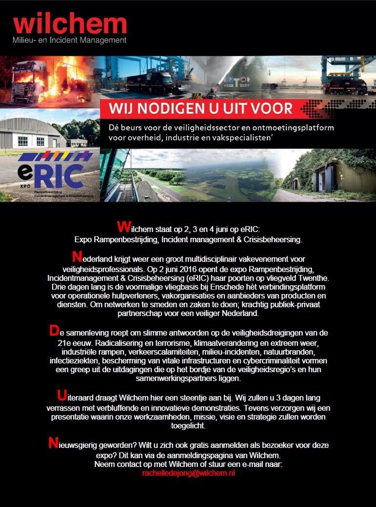 WilchemBV's tweet photo. Wilchem draagt een steentje bij aan #expoRIC : Expo #Rampenbestrijding, #Incidentmanagement &amp; #Crisisbeheersing. https://t.co/4FIIa7hIDv