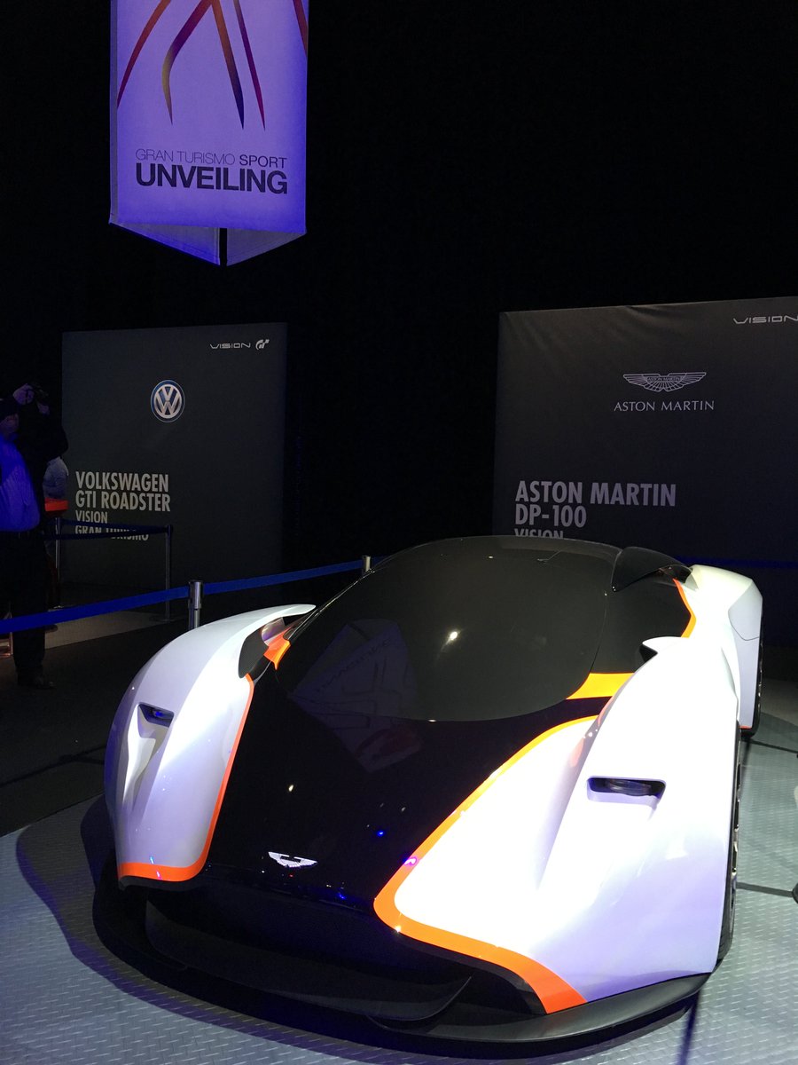astonmartin's tweet photo. The Aston Martin DP-100 on display at the #GTSport launch event in London! @thegranturismo https://t.co/nO9rVx3DXT