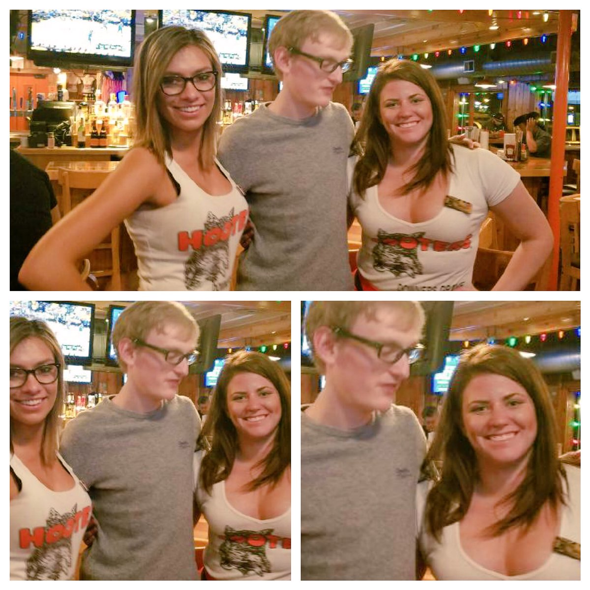 Castro1021's tweet photo. So I took AdamB to Hooters last night...

for his first time ever......and.....

well......looks like he ENJOYED IT! https://t.co/6VueRpMniL