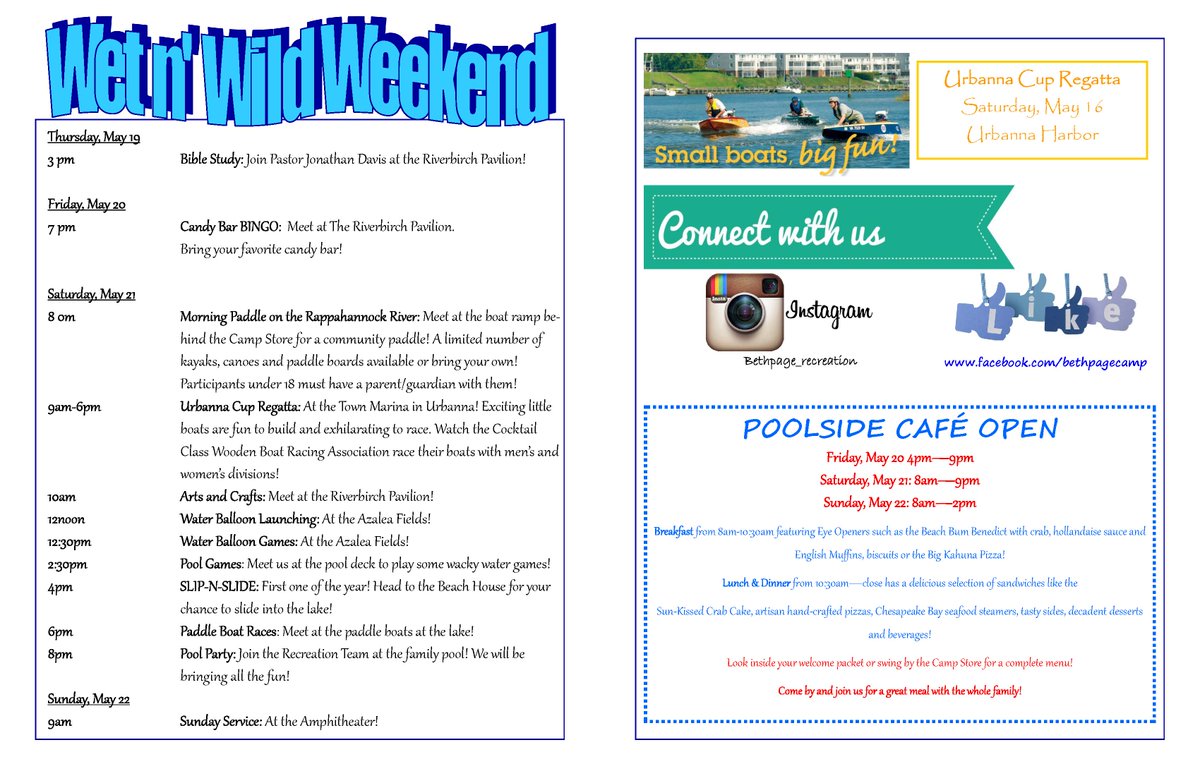 Bethpagecamp's tweet photo. Bring your swimsuit and a towel to @Bethpagecamp Wet n' Wild Weekend! Water balloons, slip-n-slides and more! https://t.co/qCrdvZ7MfU