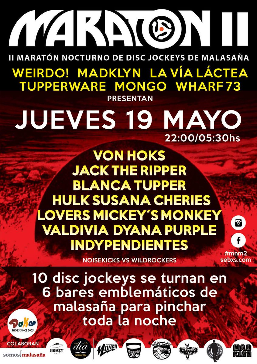 HOY tampoco nos perdemos la II Maratón Nocturno De Disc Jockeys De Malasaña  #mnm2 >>> facebook.com/events/1705407…