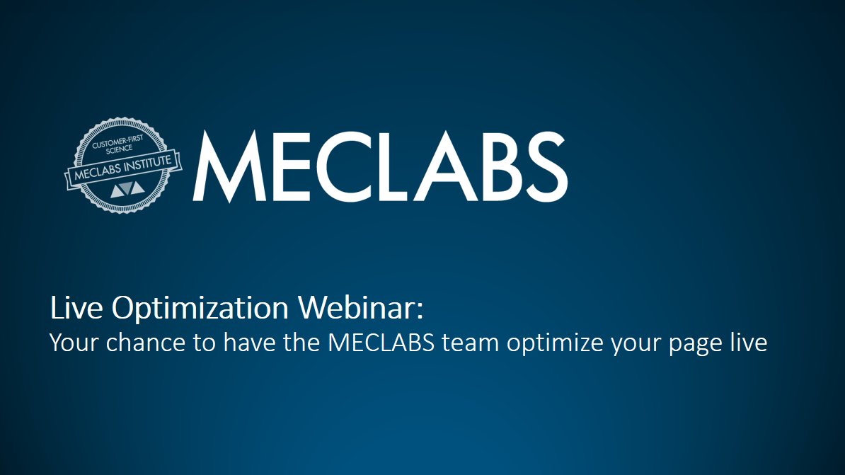 MECLABS's tweet photo. Our #LiveOpt webinar is today at 4pm. See us optimize landing pages and email in real time. https://t.co/99tS4I9m9V https://t.co/LpvbXvD2Cb